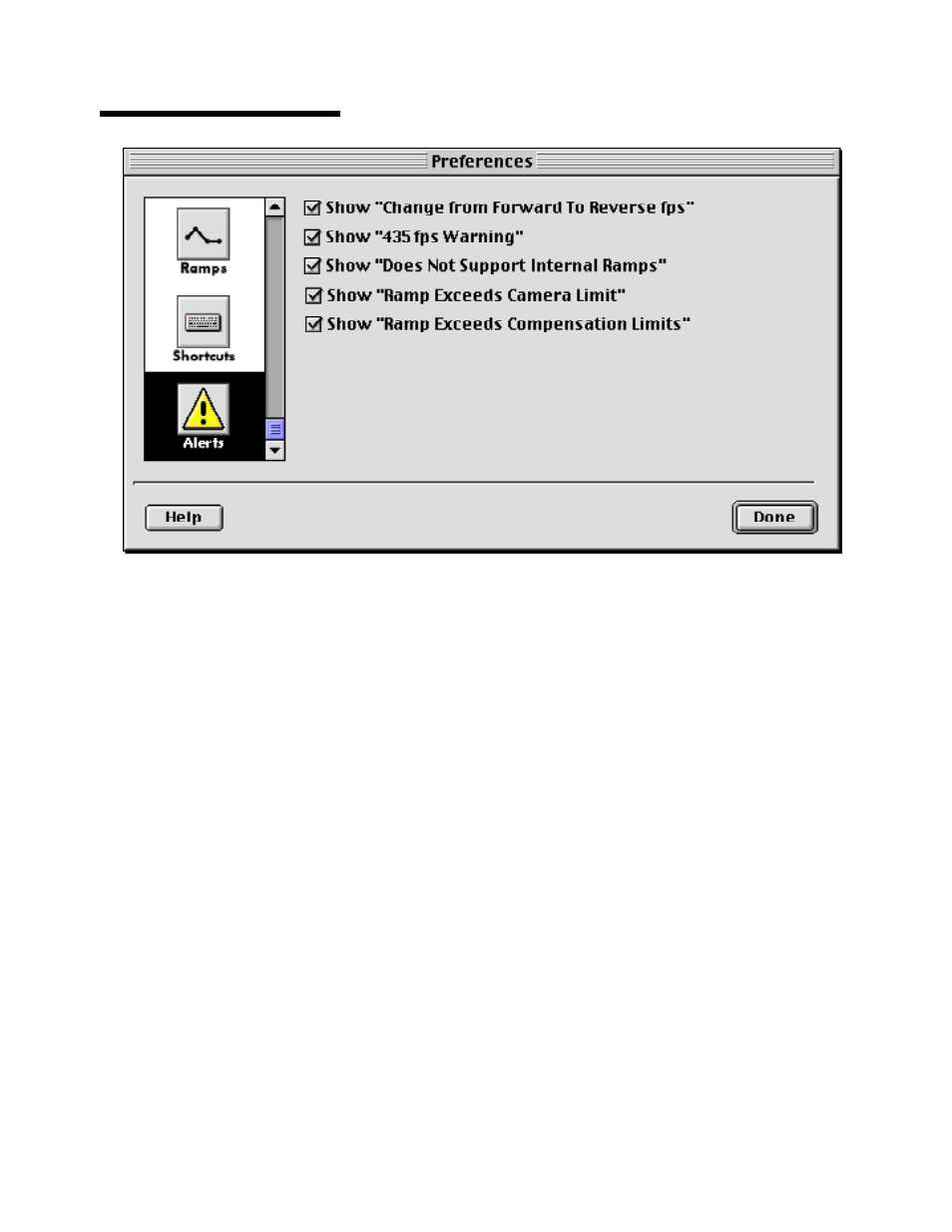 Preferences - alerts | ARRI Ramp Preview Controller User Manual | Page 41 / 46