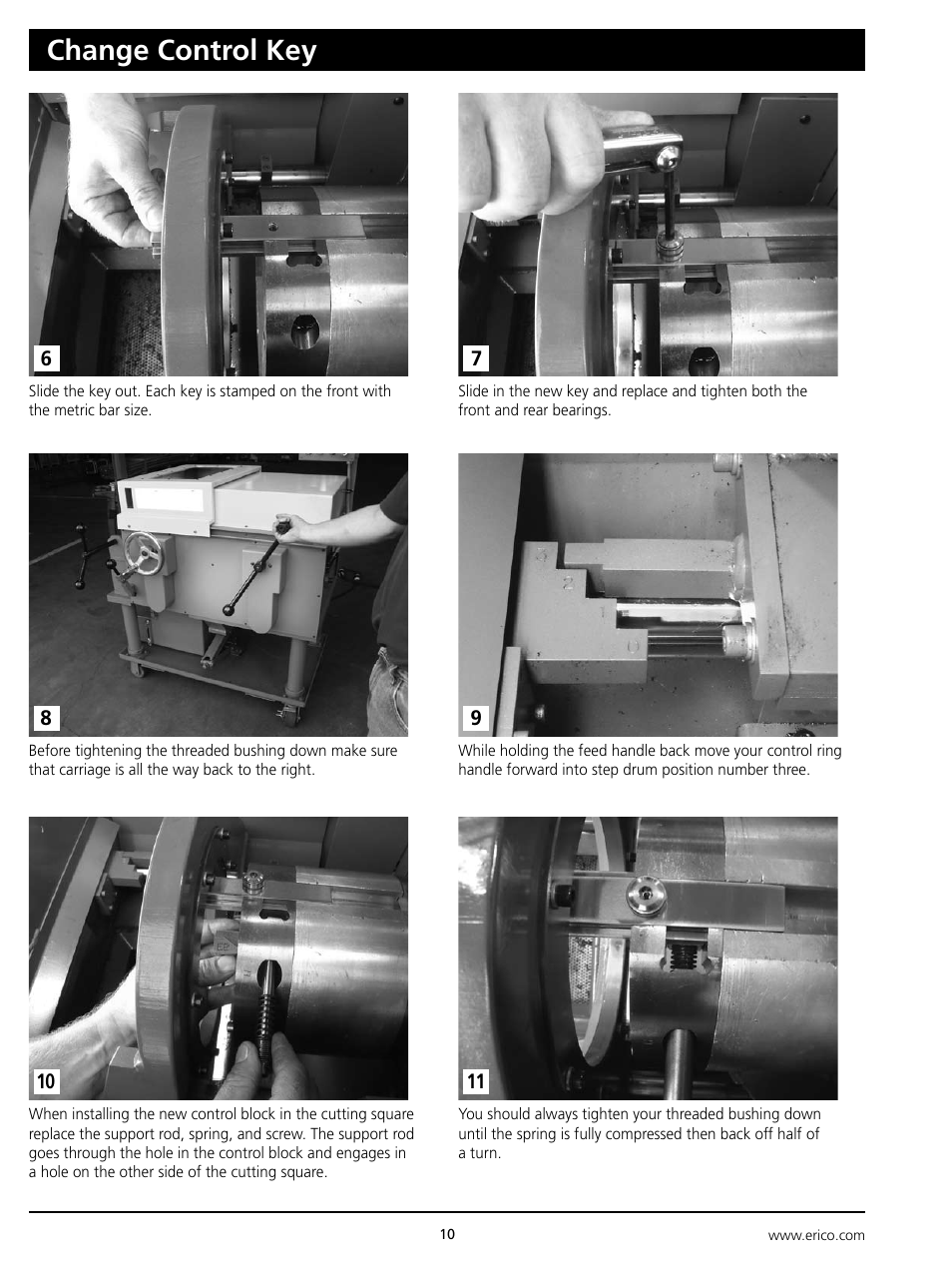 Change control key | ERICO LENTON Mid-Range Bar Threader User Manual | Page 10 / 24