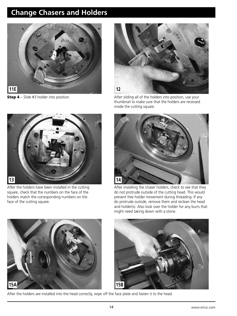 Change chasers and holders | ERICO LENTON Mid-Range Bar Threader User Manual | Page 14 / 24