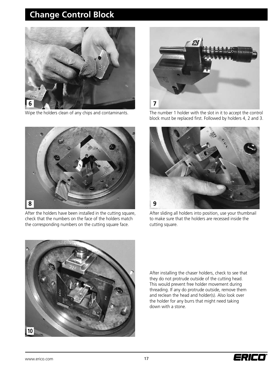 Change control block | ERICO LENTON Mid-Range Bar Threader User Manual | Page 17 / 24