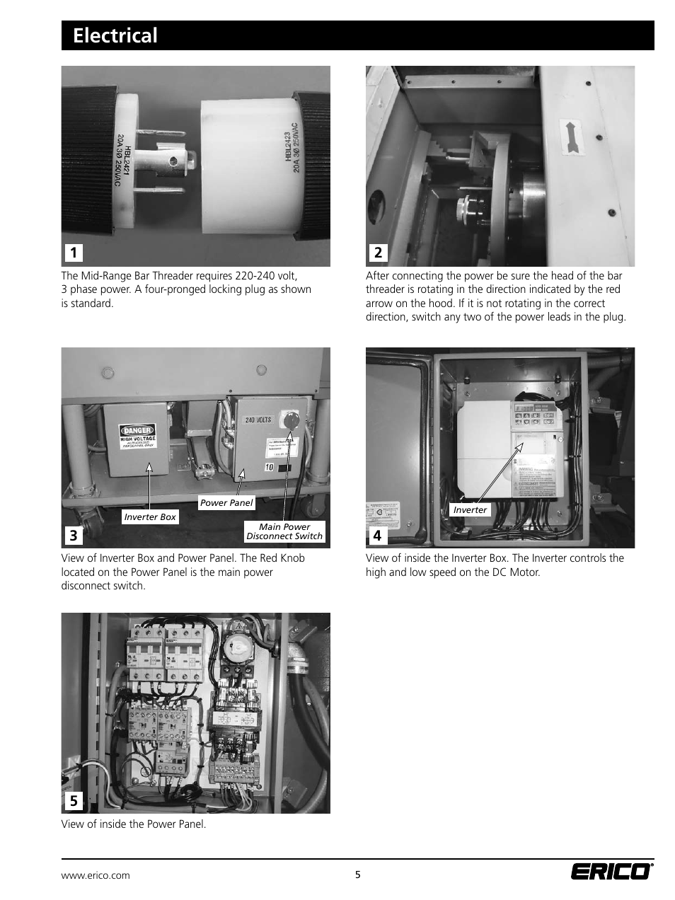 Electrical | ERICO LENTON Mid-Range Bar Threader User Manual | Page 5 / 24
