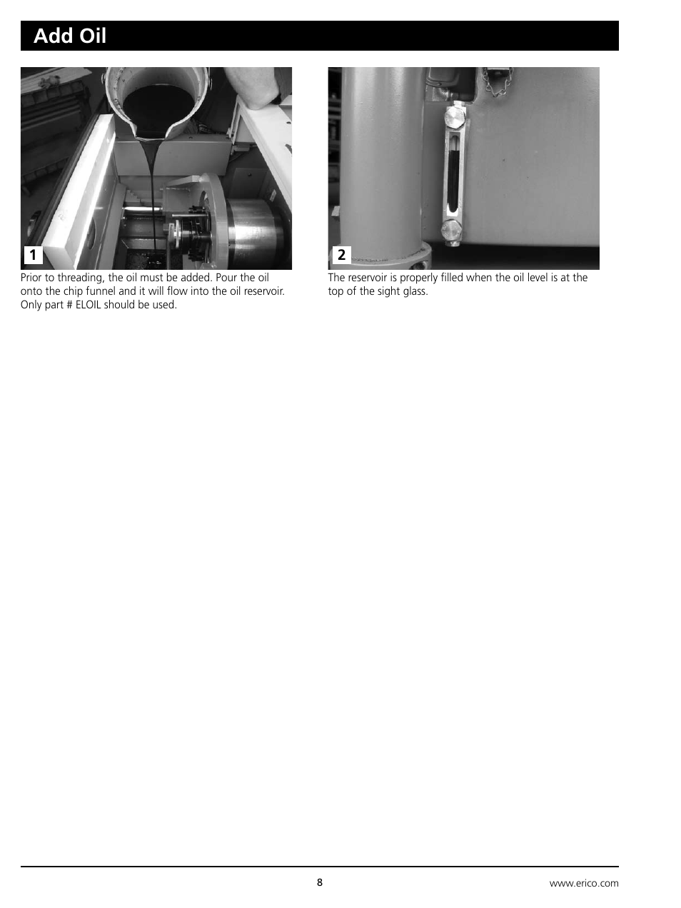 Add oil | ERICO LENTON Mid-Range Bar Threader User Manual | Page 8 / 24