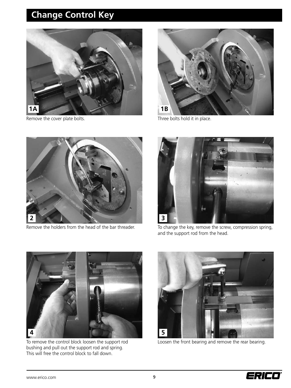 Change control key | ERICO LENTON Mid-Range Bar Threader User Manual | Page 9 / 24