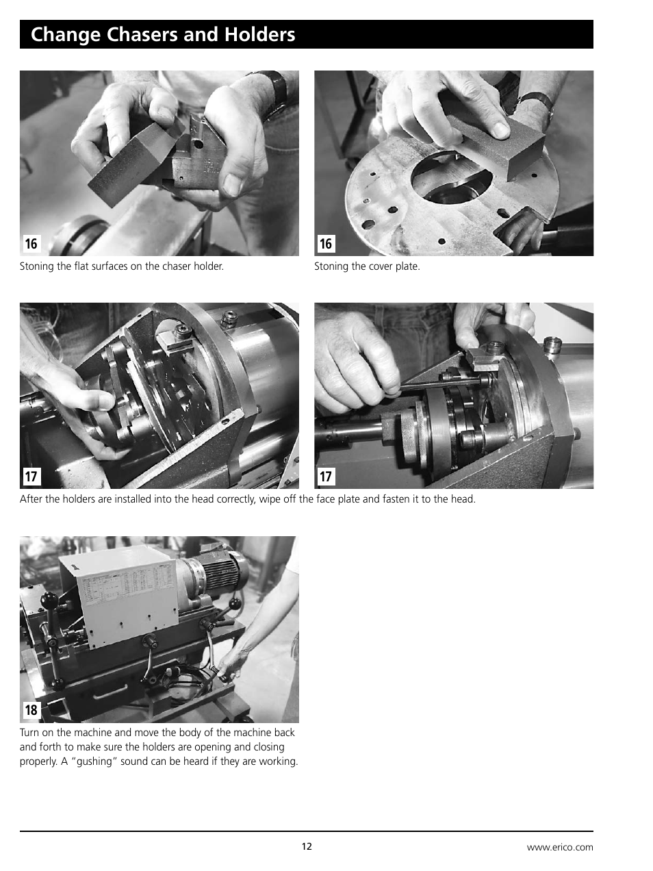 Change chasers and holders | ERICO Standard Bar Threader User Manual | Page 12 / 20