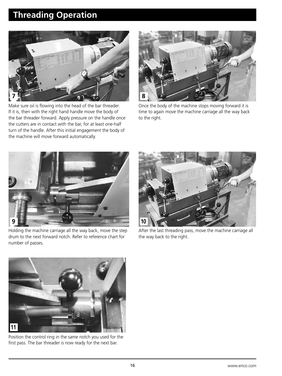 Threading operation | ERICO Standard Bar Threader User Manual | Page 16 / 20