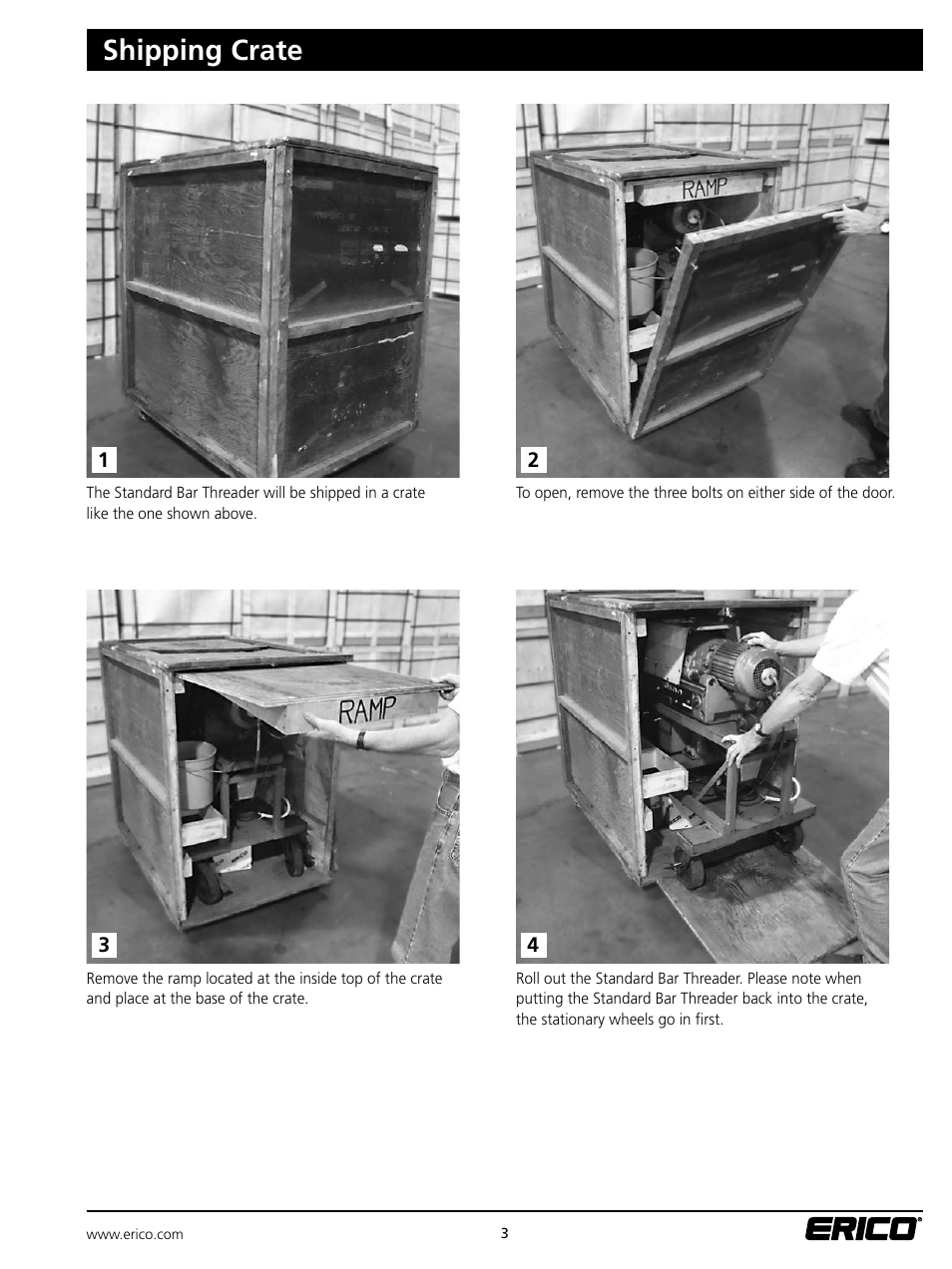 Shipping crate | ERICO Standard Bar Threader User Manual | Page 3 / 20