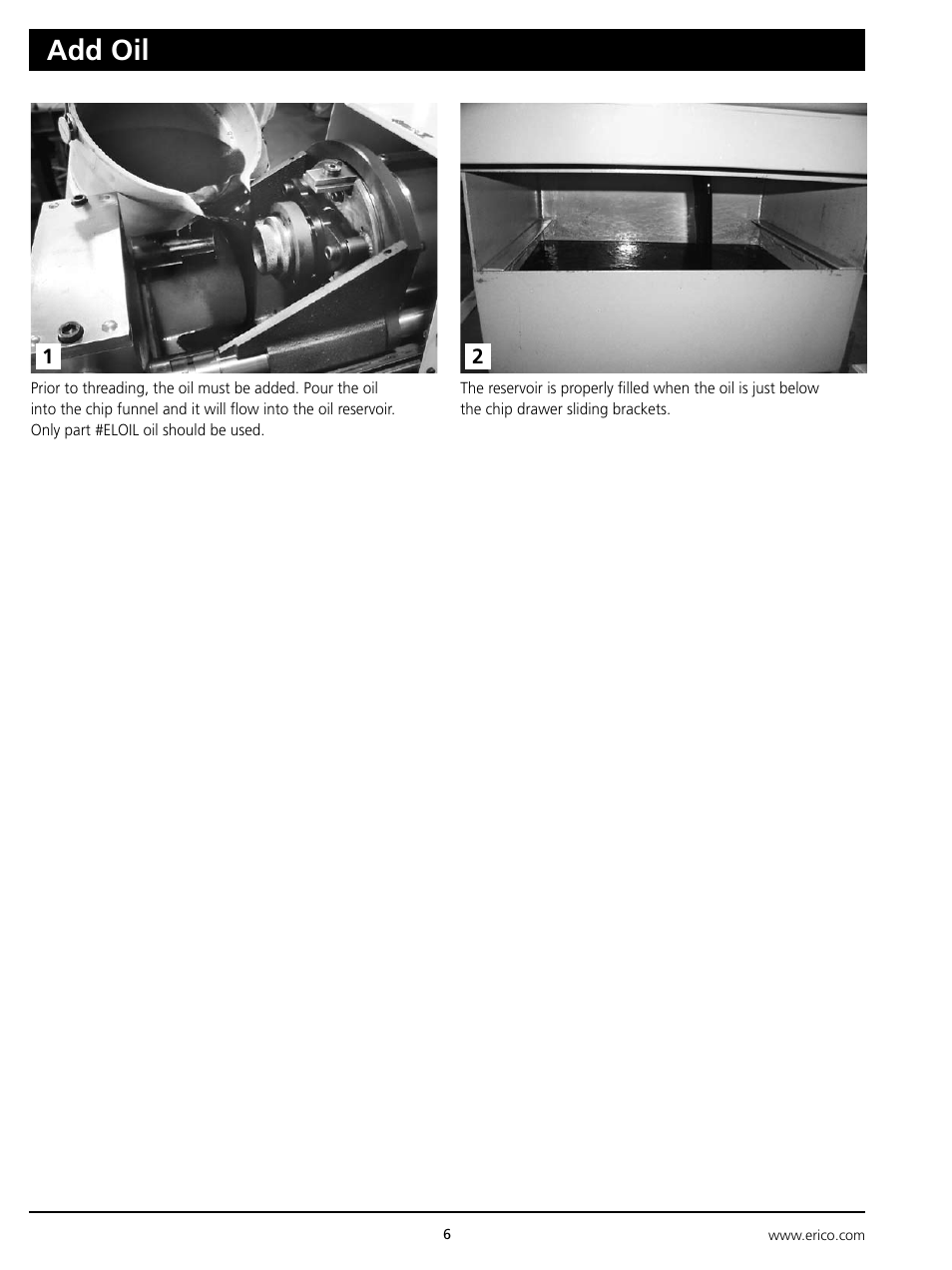 Add oil | ERICO Standard Bar Threader User Manual | Page 6 / 20