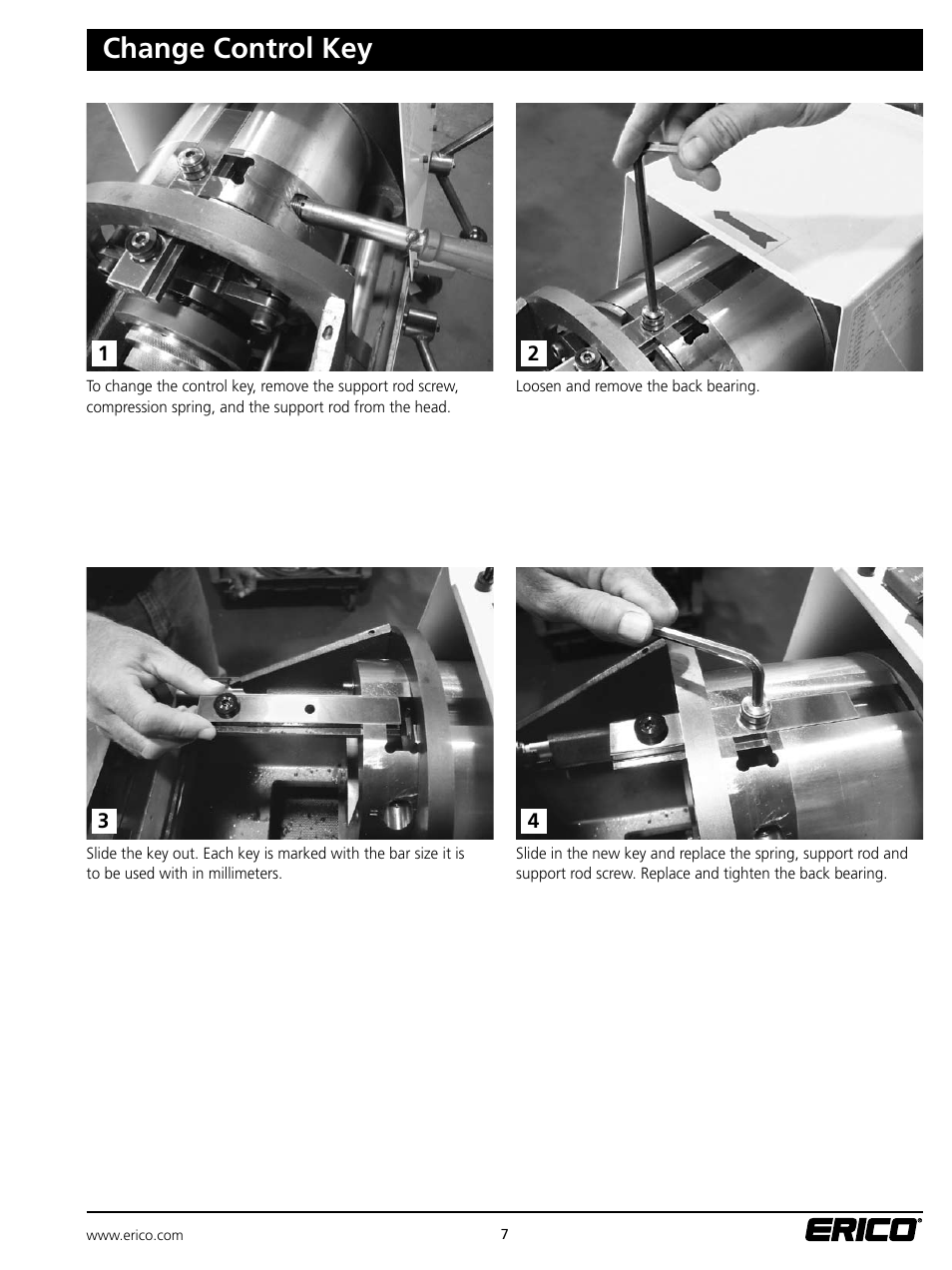 Change control key | ERICO Standard Bar Threader User Manual | Page 7 / 20