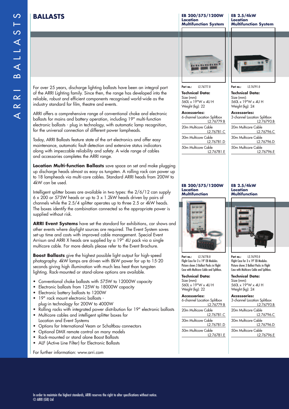 Ballasts | ARRI BALLASTS User Manual | Page 2 / 6