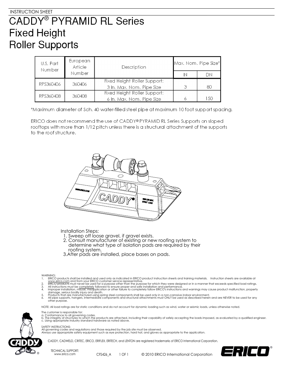 ERICO RL Series CADDY PYRAMID User Manual | 1 page