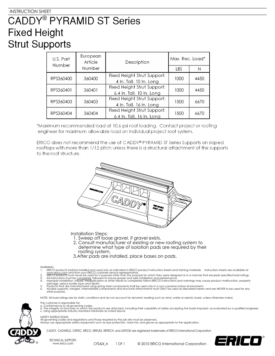 ERICO ST Series CADDY PYRAMID User Manual | 1 page