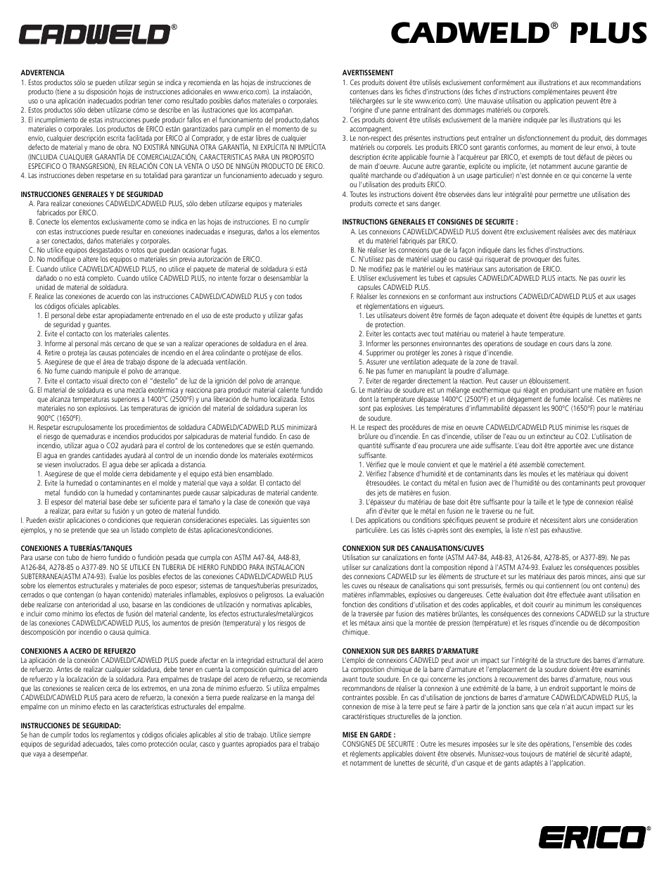 Cadweld, Plus | ERICO CADWELD PLUS User Manual | Page 3 / 4