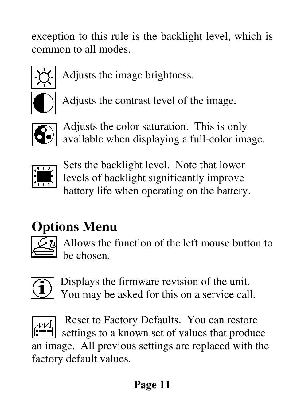 Options menu | Eschenbach Optik Fusion User Manual | Page 12 / 20