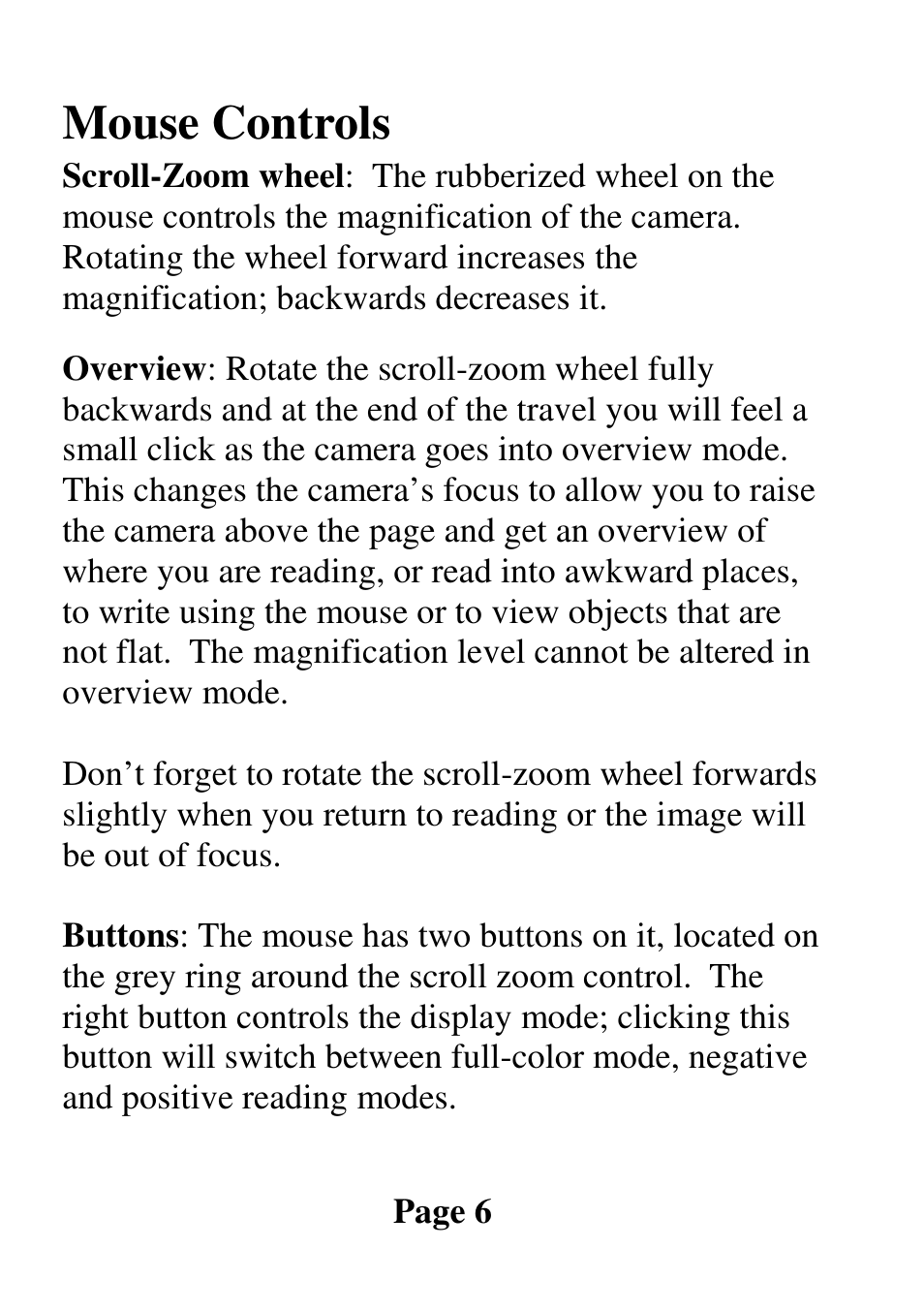 Mouse controls | Eschenbach Optik Fusion User Manual | Page 7 / 20