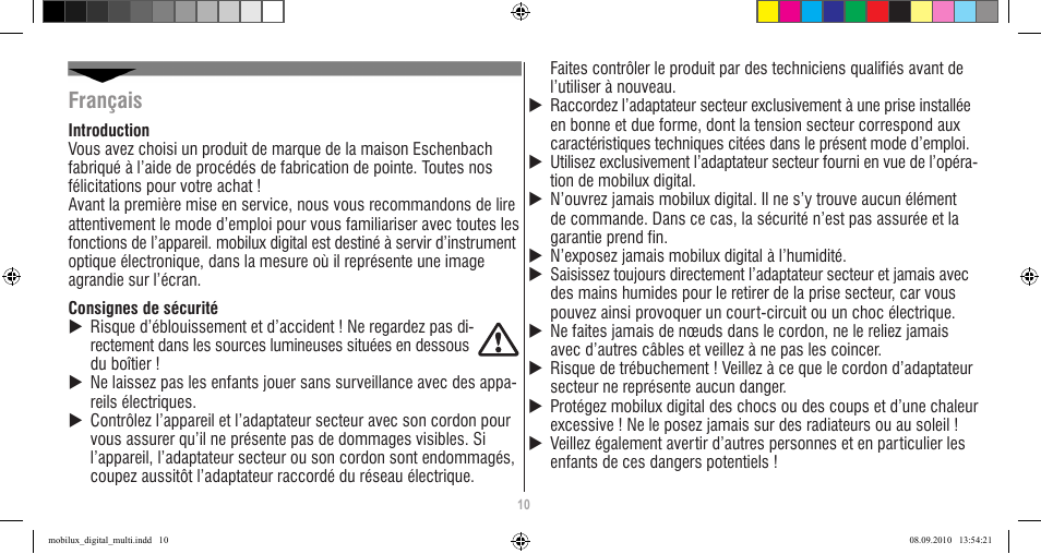 Français | Eschenbach Optik Mobilux Digital User Manual | Page 10 / 48