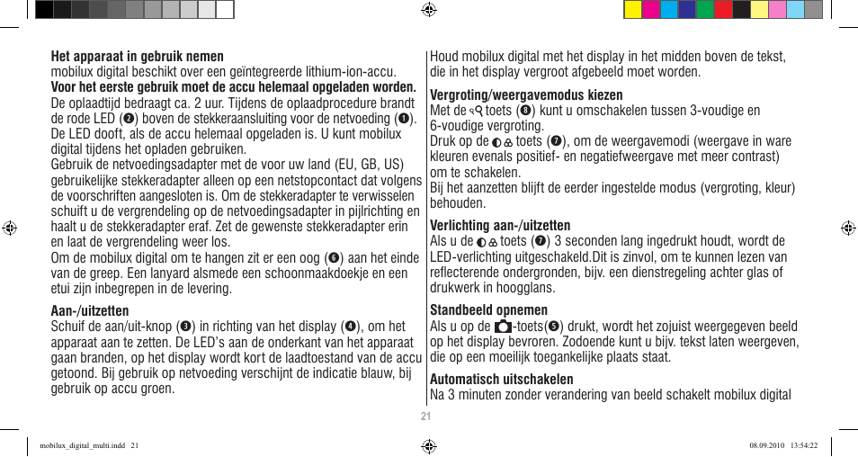 Eschenbach Optik Mobilux Digital User Manual | Page 21 / 48