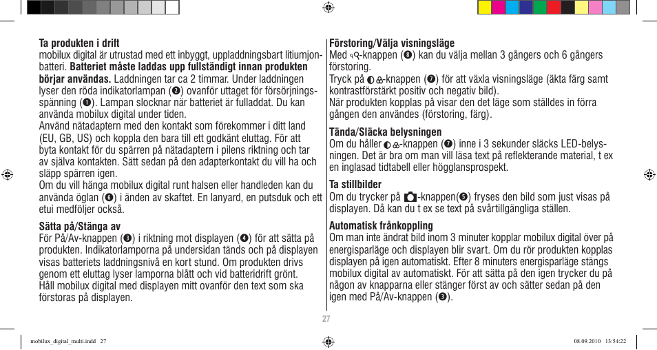 Eschenbach Optik Mobilux Digital User Manual | Page 27 / 48