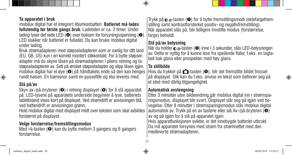 Eschenbach Optik Mobilux Digital User Manual | Page 30 / 48