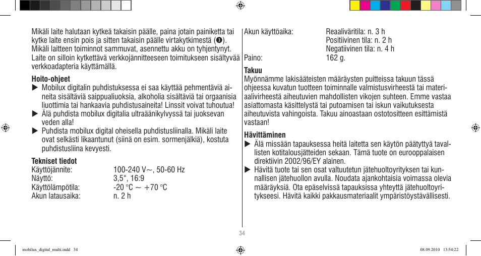 Eschenbach Optik Mobilux Digital User Manual | Page 34 / 48