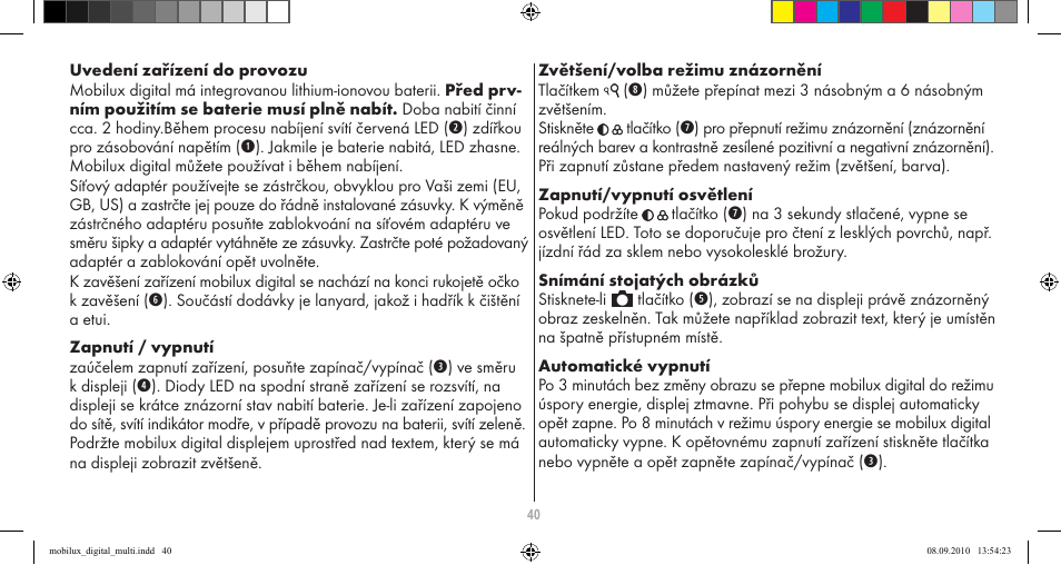 Eschenbach Optik Mobilux Digital User Manual | Page 40 / 48