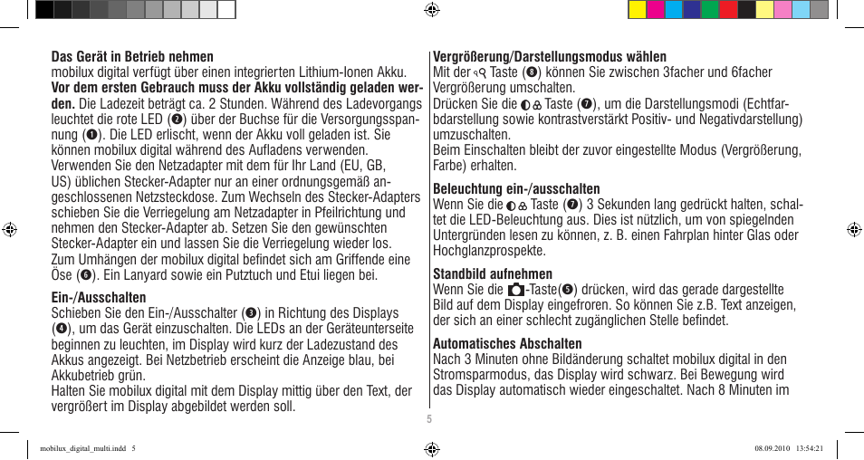 Eschenbach Optik Mobilux Digital User Manual | Page 5 / 48