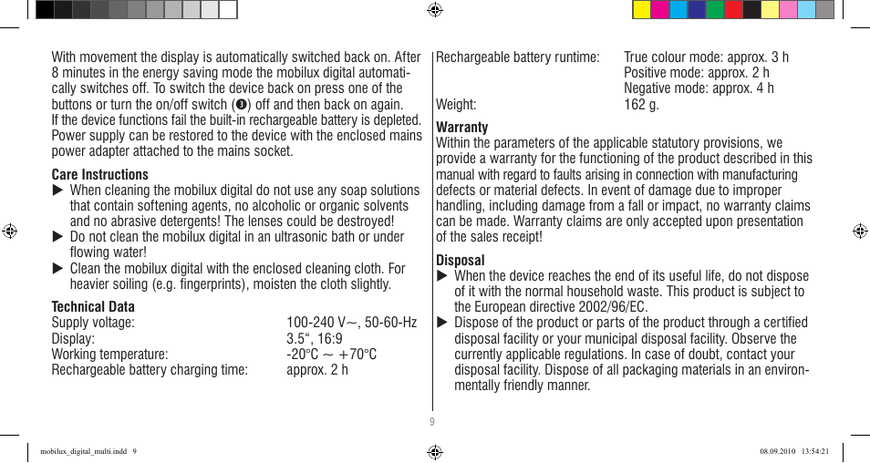 Eschenbach Optik Mobilux Digital User Manual | Page 9 / 48