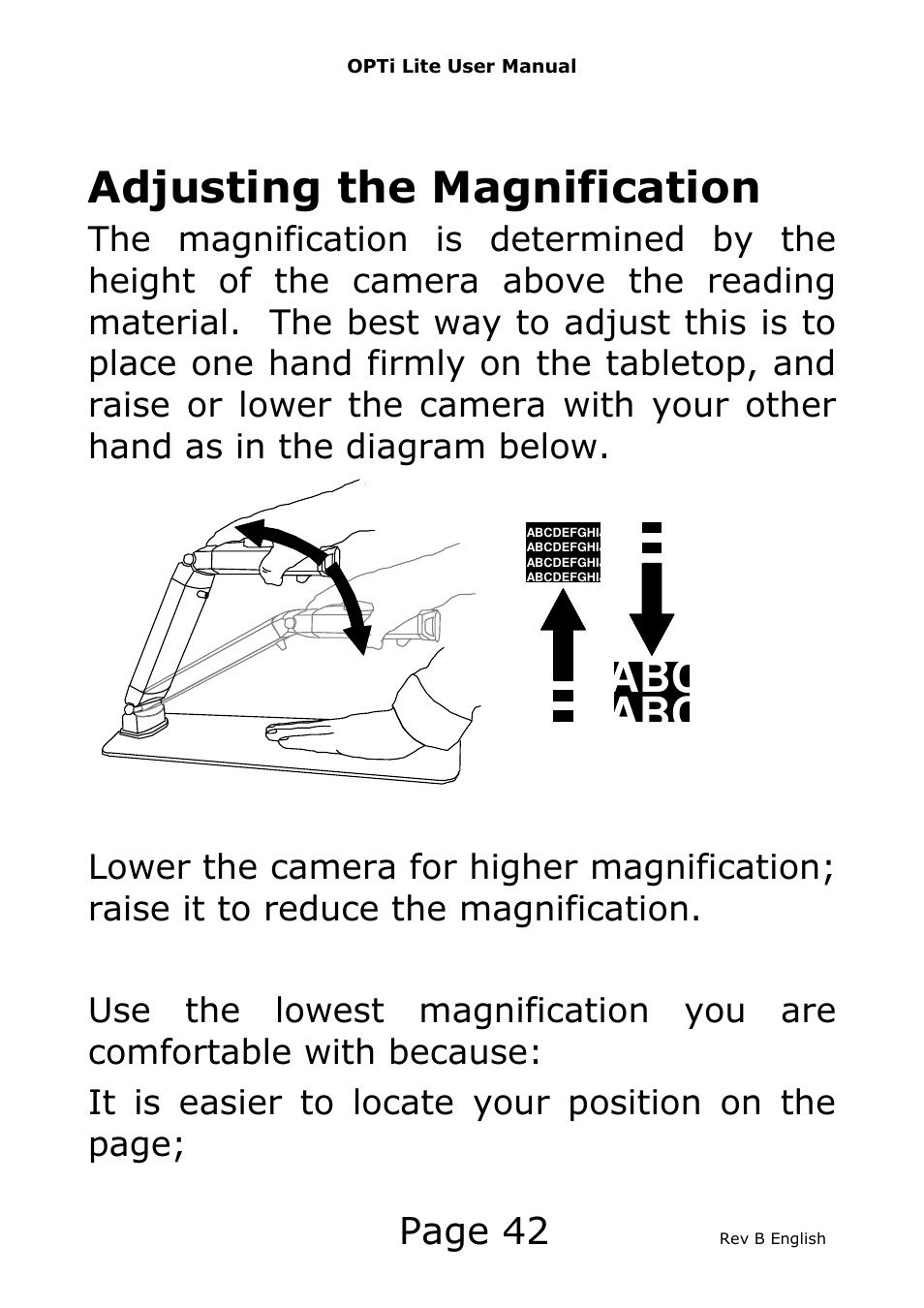 Adjusting the magnification, Page 42 | Eschenbach Optik Opti Lite User Manual | Page 43 / 52