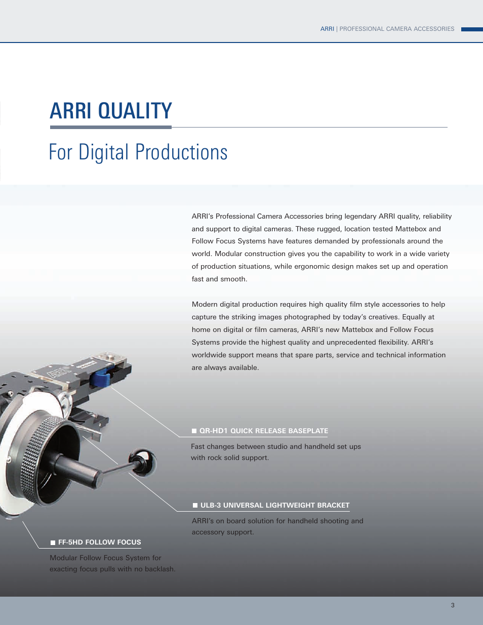 Arri quality for digital productions | ARRI Mattebox MB-20 User Manual | Page 3 / 16