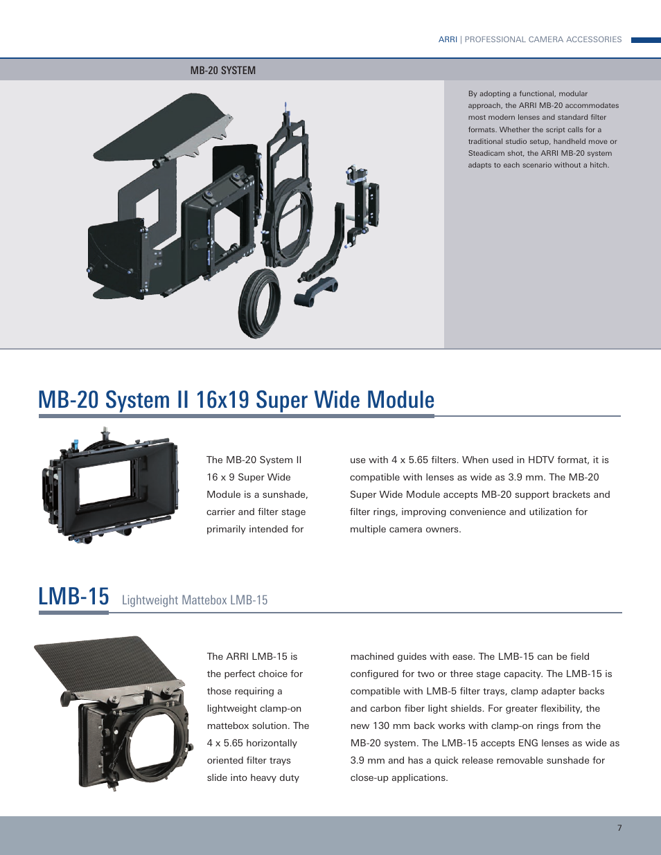 Lmb-15, Lightweight mattebox lmb-15 | ARRI Mattebox MB-20 User Manual | Page 7 / 16