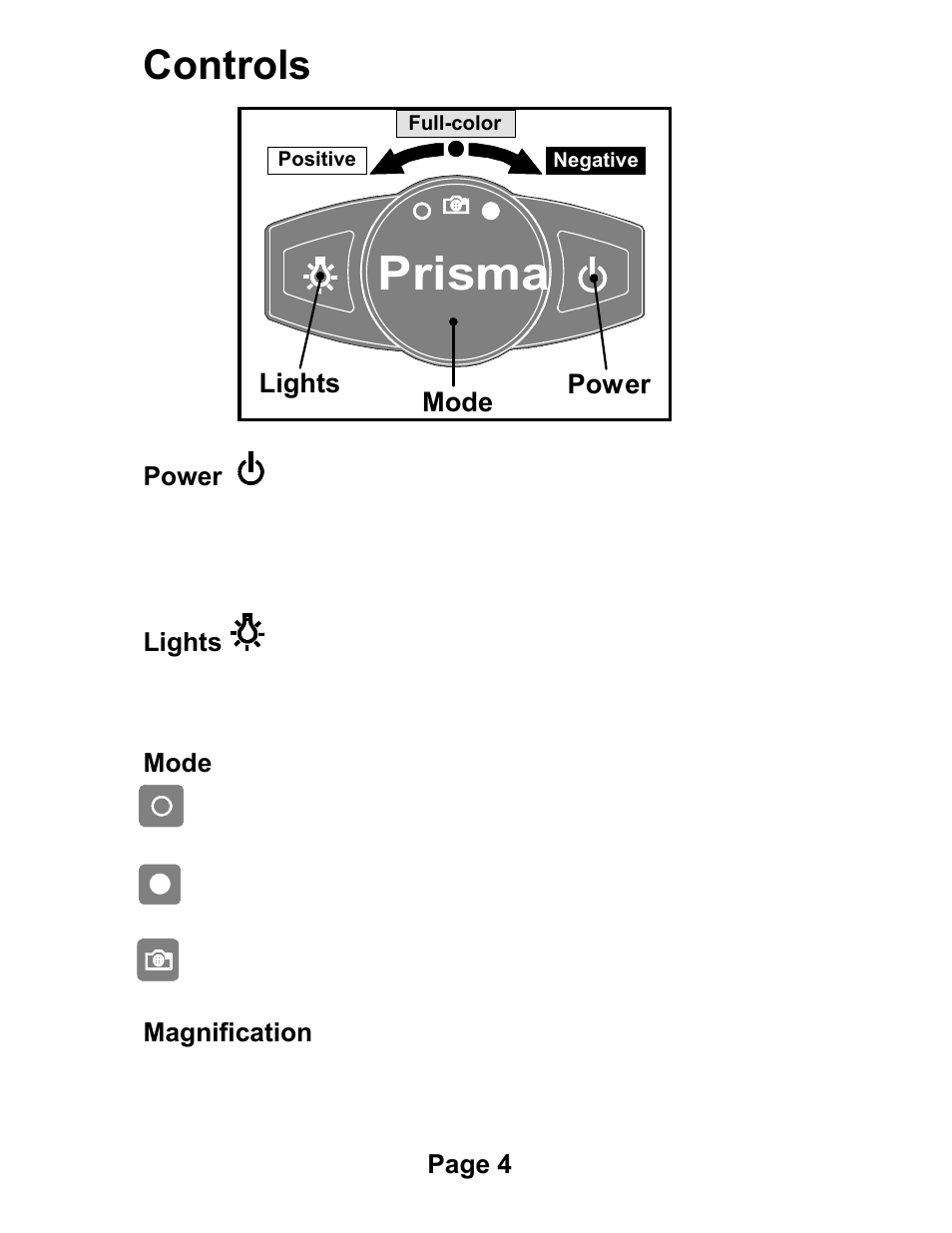 Prisma, Controls | Eschenbach Optik Prisma User Manual | Page 4 / 10