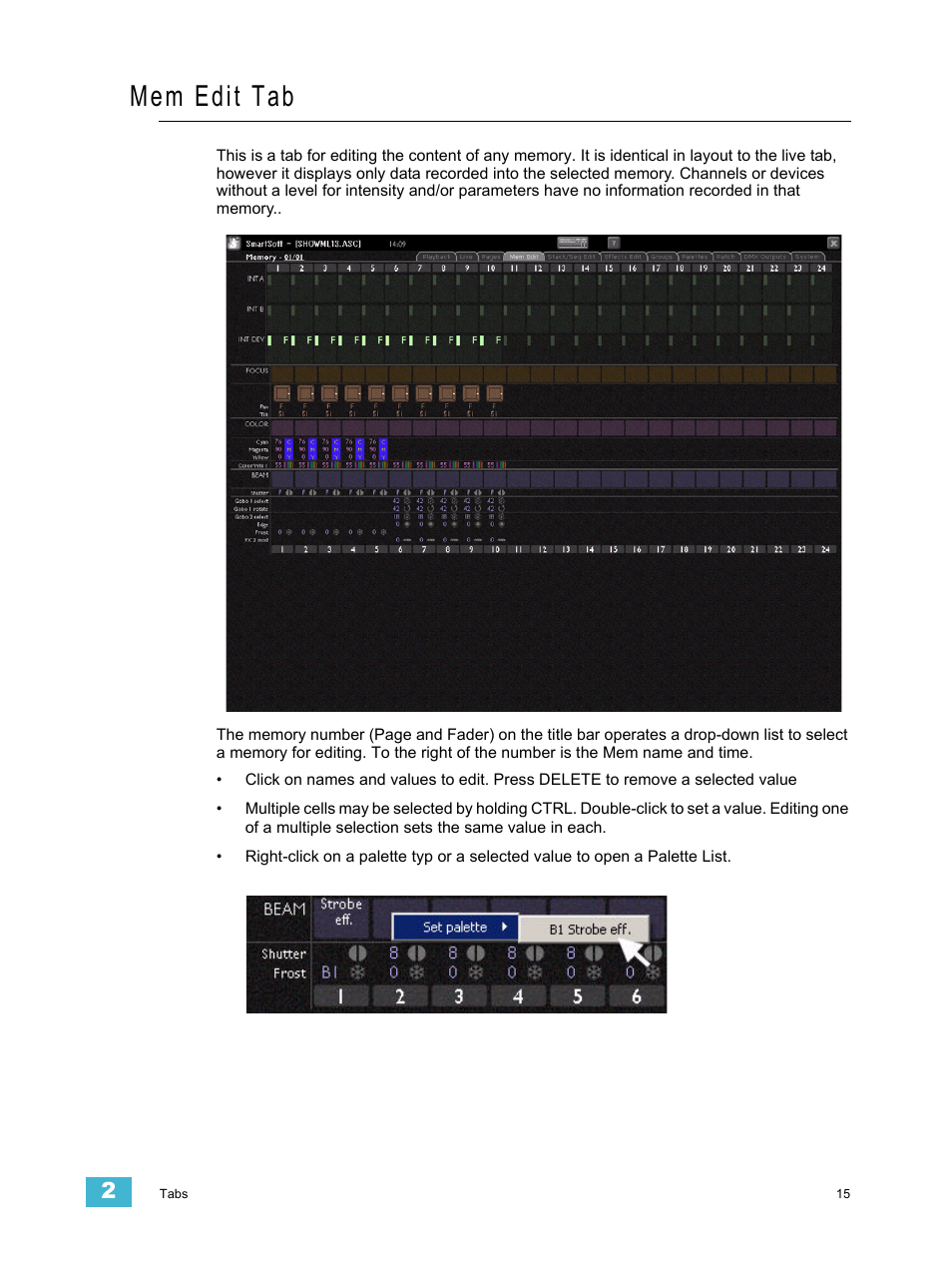 Mem edit tab | ETC SmartSoft v3.0.1 User Manual | Page 19 / 32