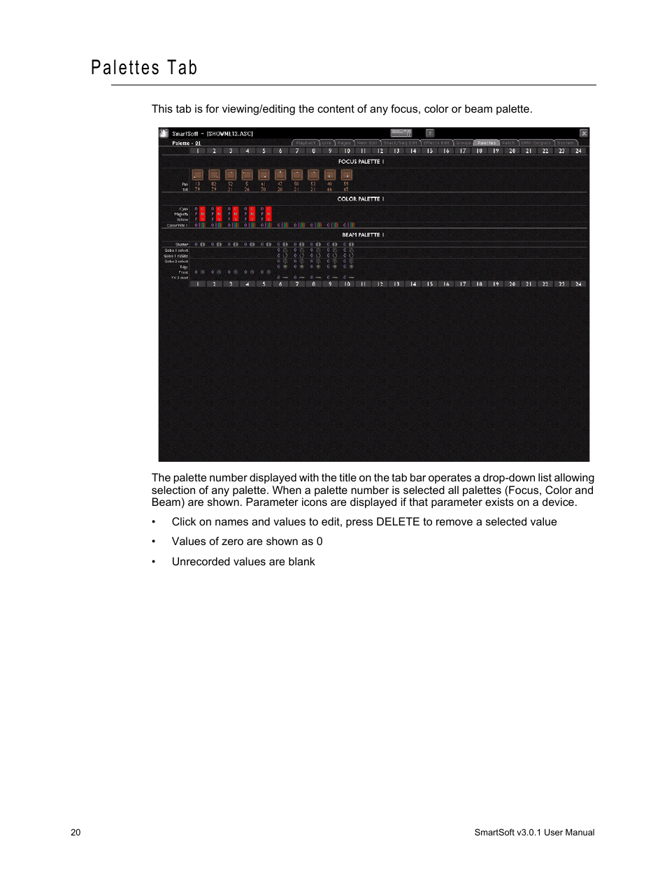 Palettes tab | ETC SmartSoft v3.0.1 User Manual | Page 24 / 32