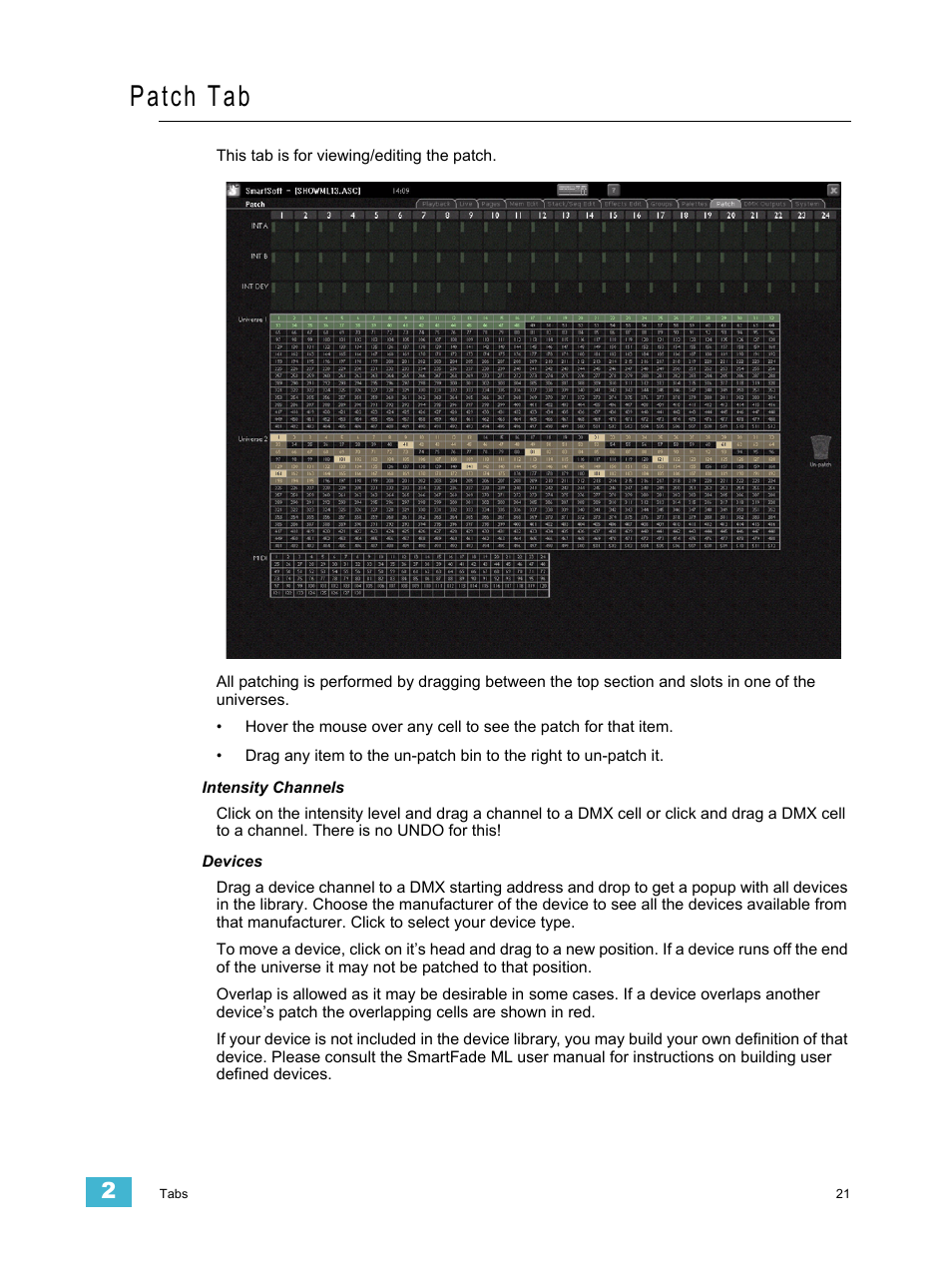 Patch tab | ETC SmartSoft v3.0.1 User Manual | Page 25 / 32