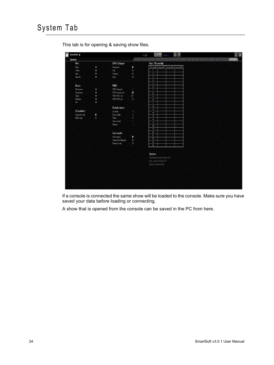 System tab | ETC SmartSoft v3.0.1 User Manual | Page 28 / 32