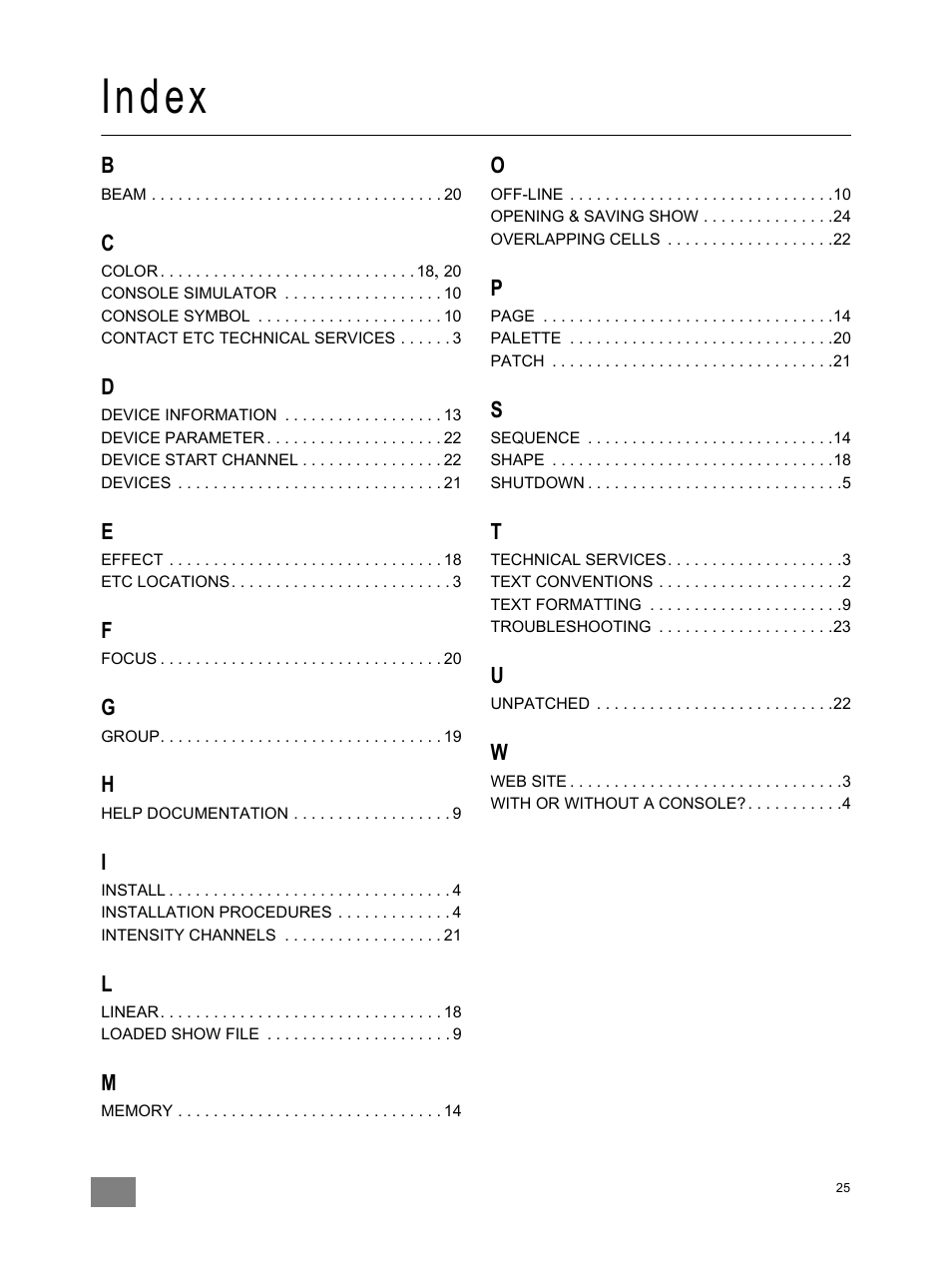 Index | ETC SmartSoft v3.0.1 User Manual | Page 29 / 32