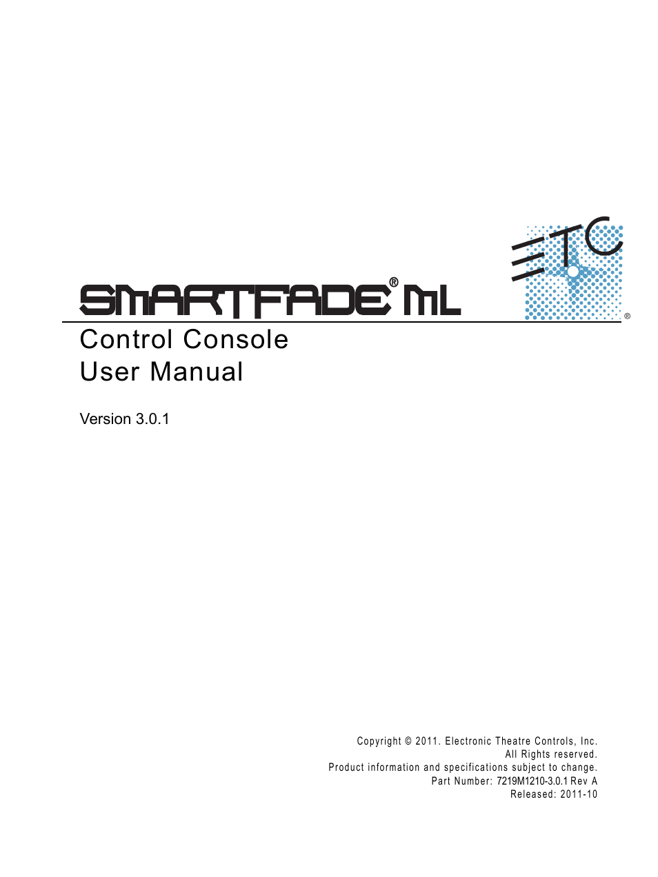 ETC SmartFade ML v3.0.1 User Manual | 104 pages