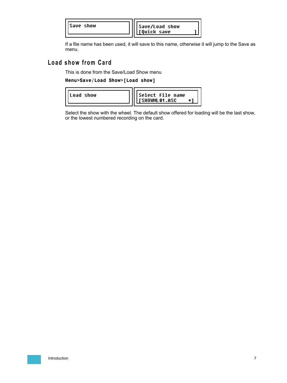 Load show from card | ETC SmartFade ML v3.0.1 User Manual | Page 13 / 104