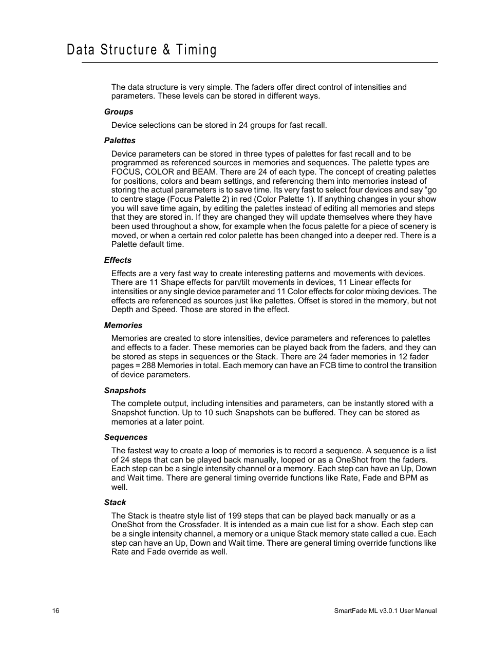 Data structure & timing | ETC SmartFade ML v3.0.1 User Manual | Page 24 / 104