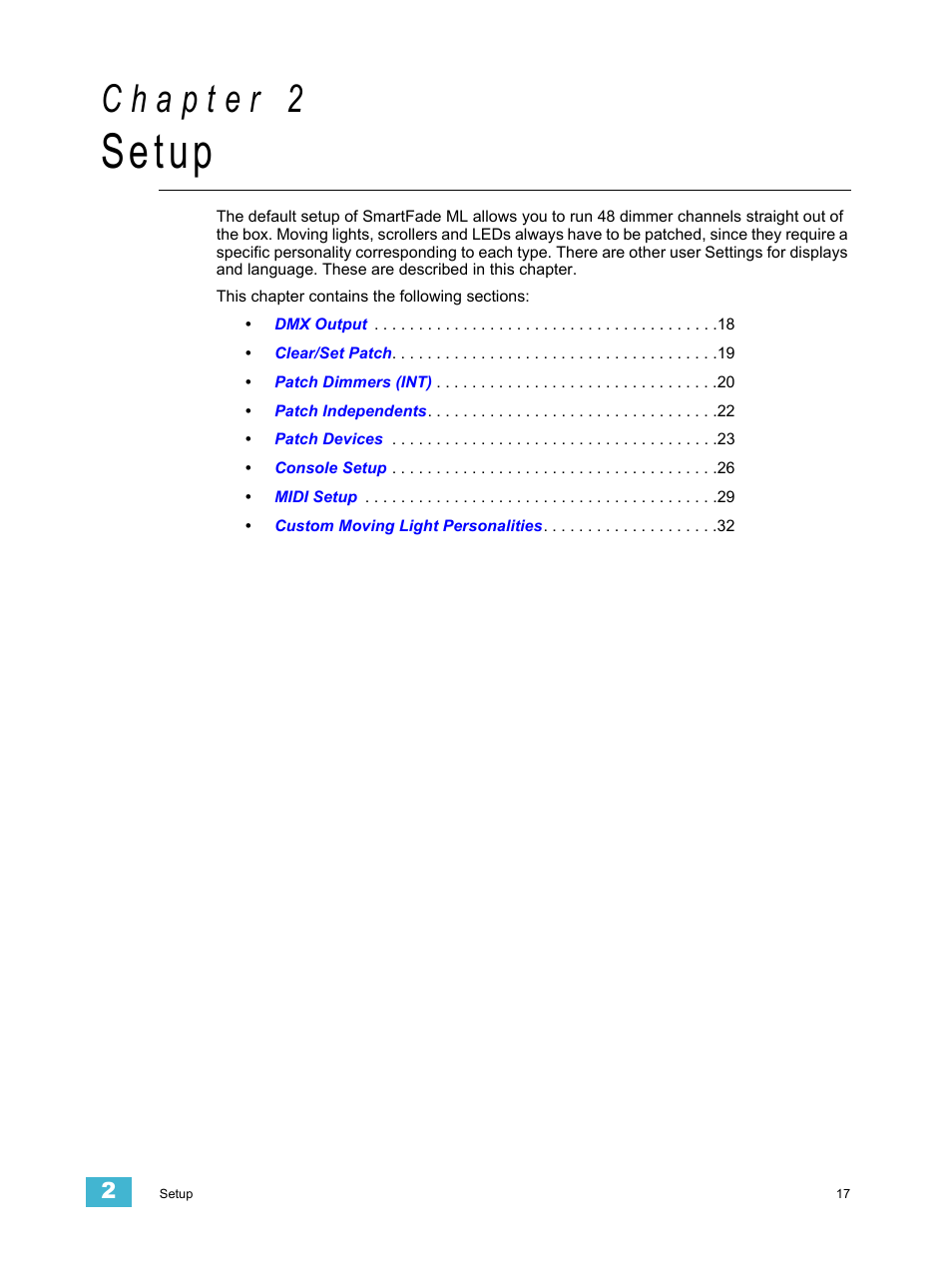 Setup, C h a p t e r 2 | ETC SmartFade ML v3.0.1 User Manual | Page 25 / 104