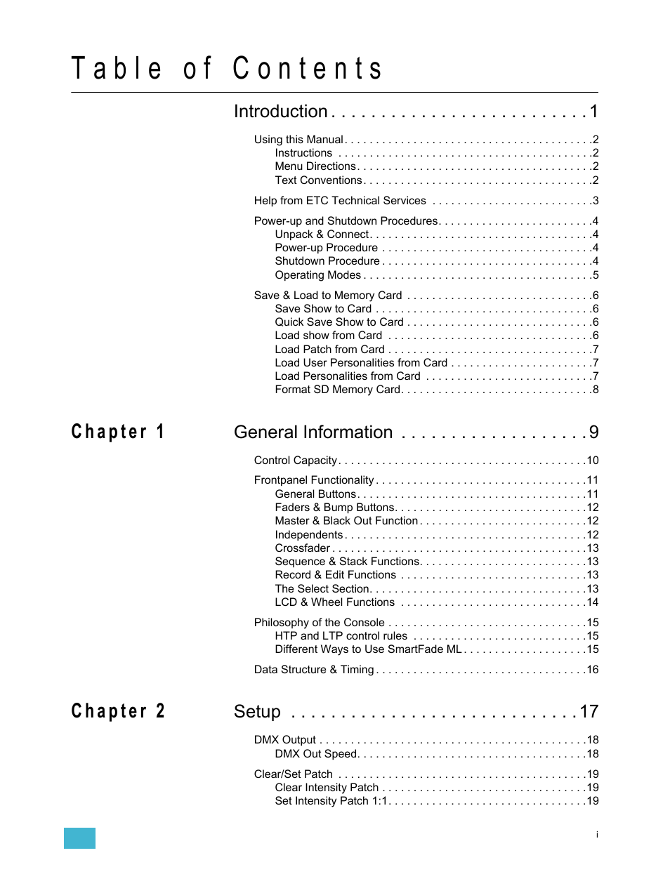 Introduction, General information, Setup | ETC SmartFade ML v3.0.1 User Manual | Page 3 / 104