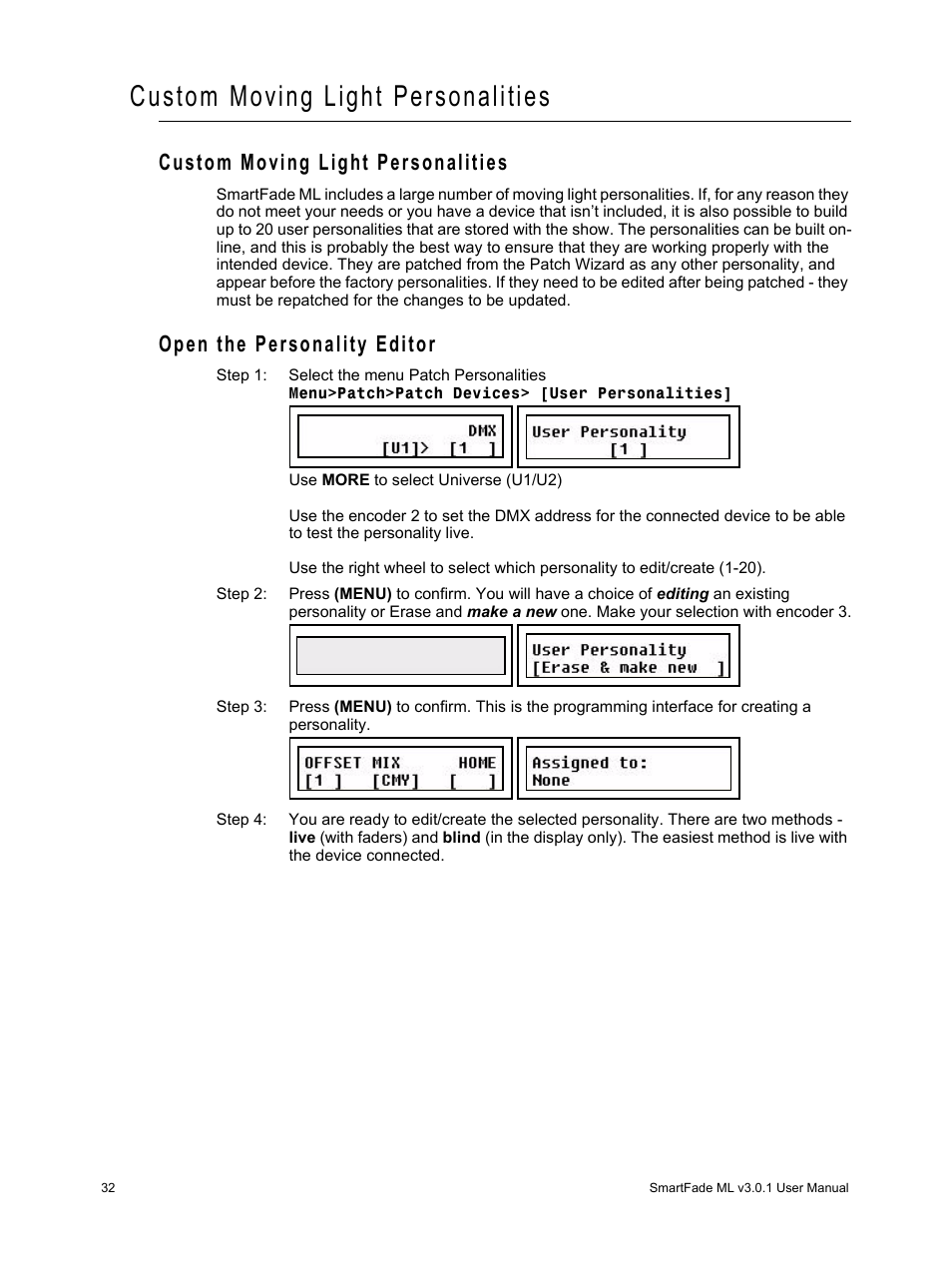 Custom moving light personalities, Open the personality editor | ETC SmartFade ML v3.0.1 User Manual | Page 40 / 104