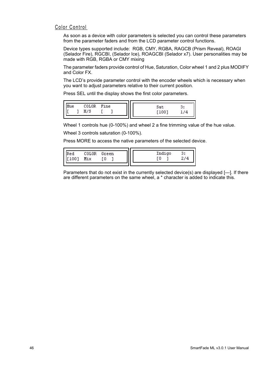 Color control | ETC SmartFade ML v3.0.1 User Manual | Page 54 / 104