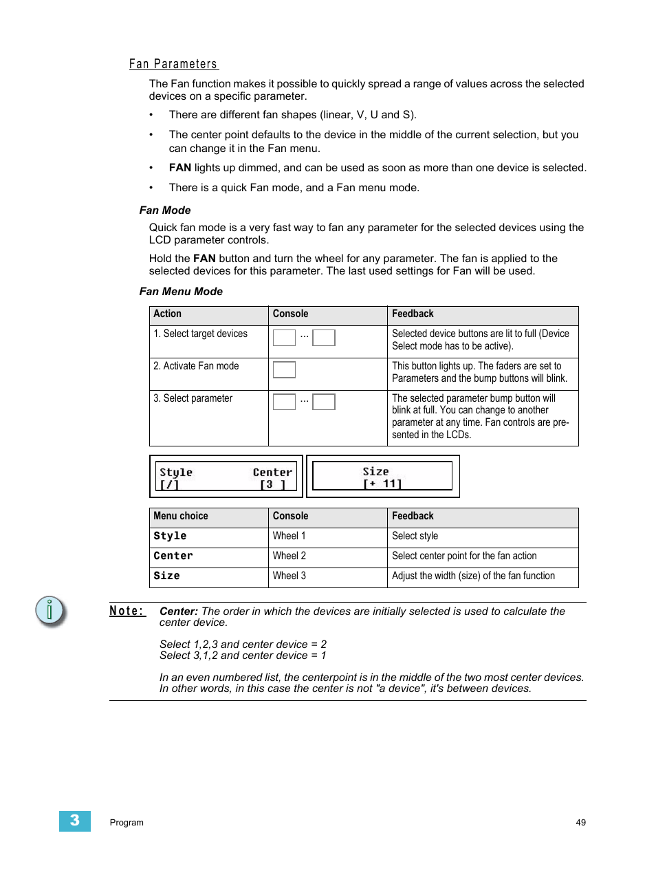 Fan parameters, N o t e | ETC SmartFade ML v3.0.1 User Manual | Page 57 / 104