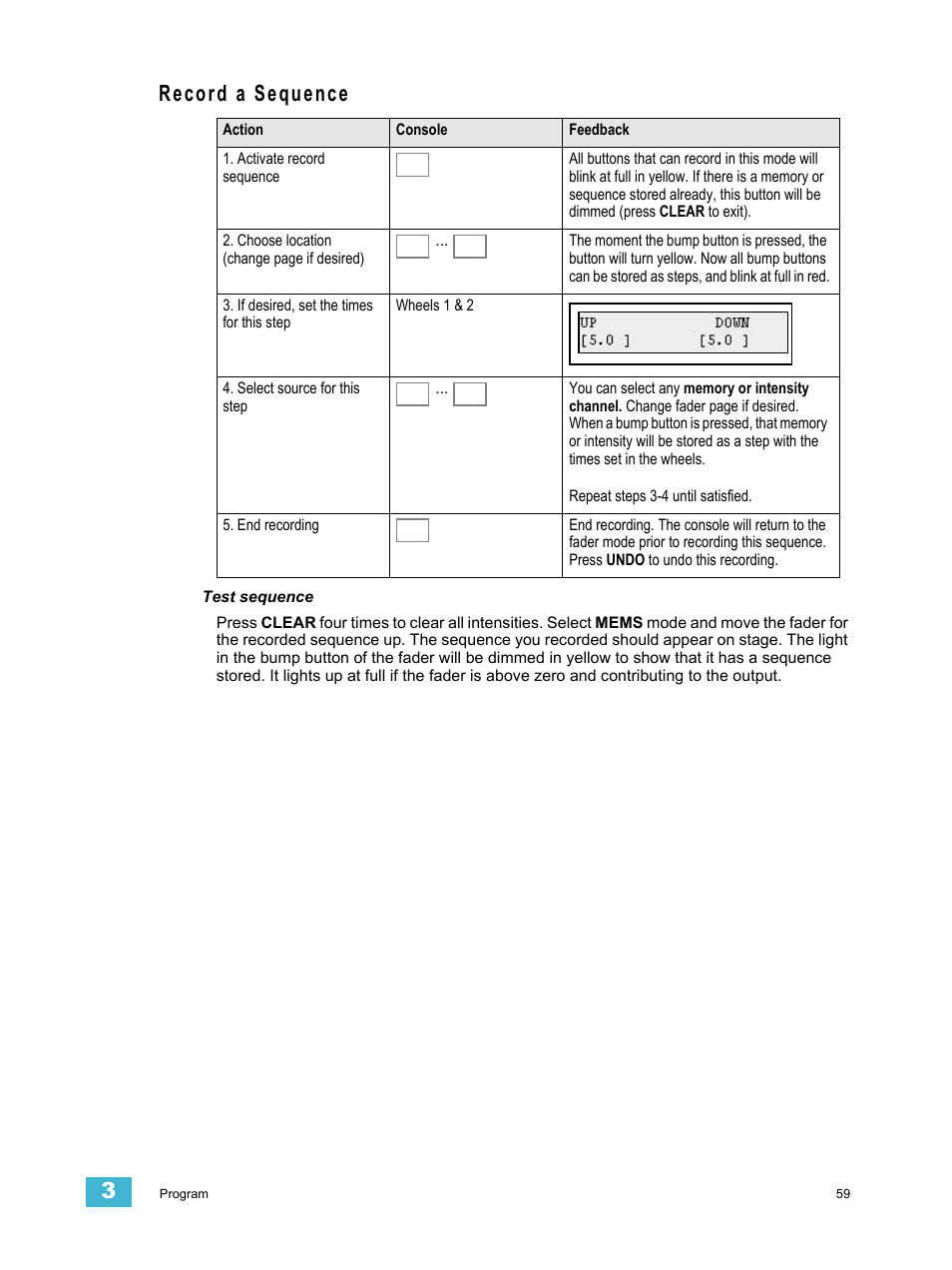 Record a sequence | ETC SmartFade ML v3.0.1 User Manual | Page 67 / 104
