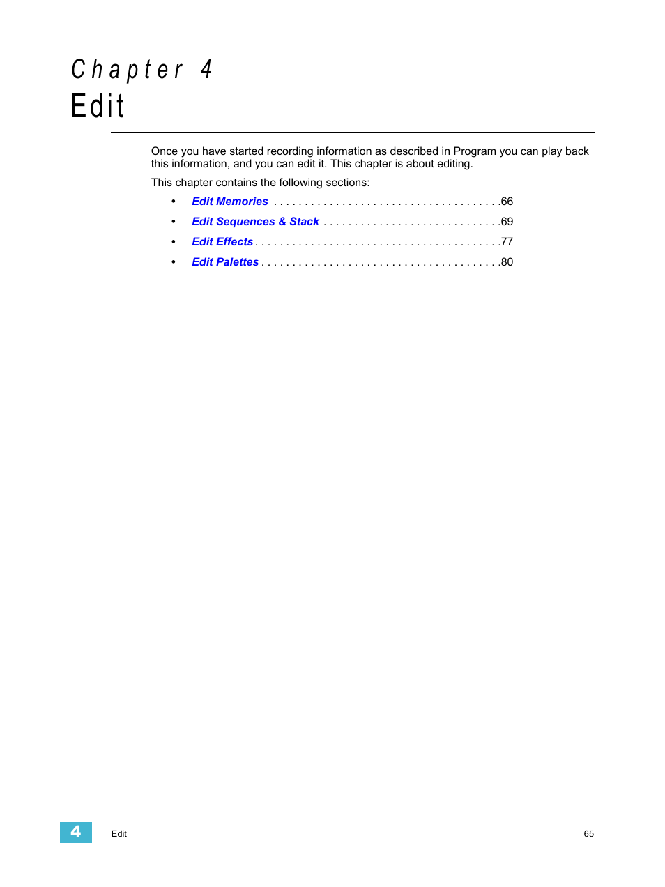 Edit, C h a p t e r 4 | ETC SmartFade ML v3.0.1 User Manual | Page 73 / 104