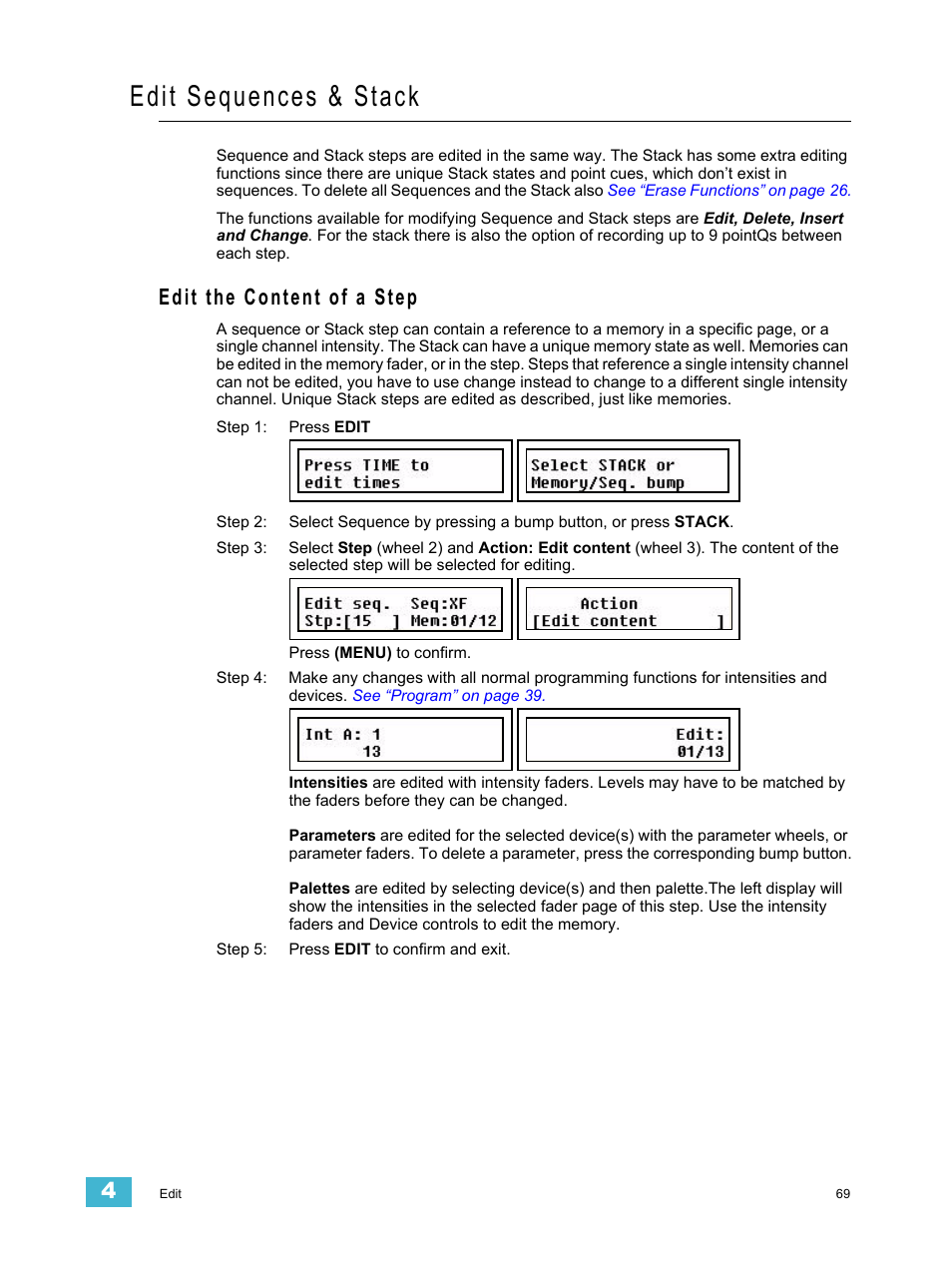 Edit sequences & stack, Edit the content of a step | ETC SmartFade ML v3.0.1 User Manual | Page 77 / 104