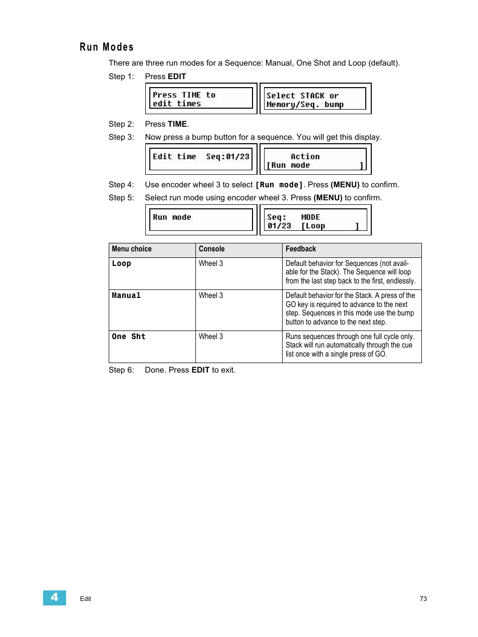 Run modes | ETC SmartFade ML v3.0.1 User Manual | Page 81 / 104