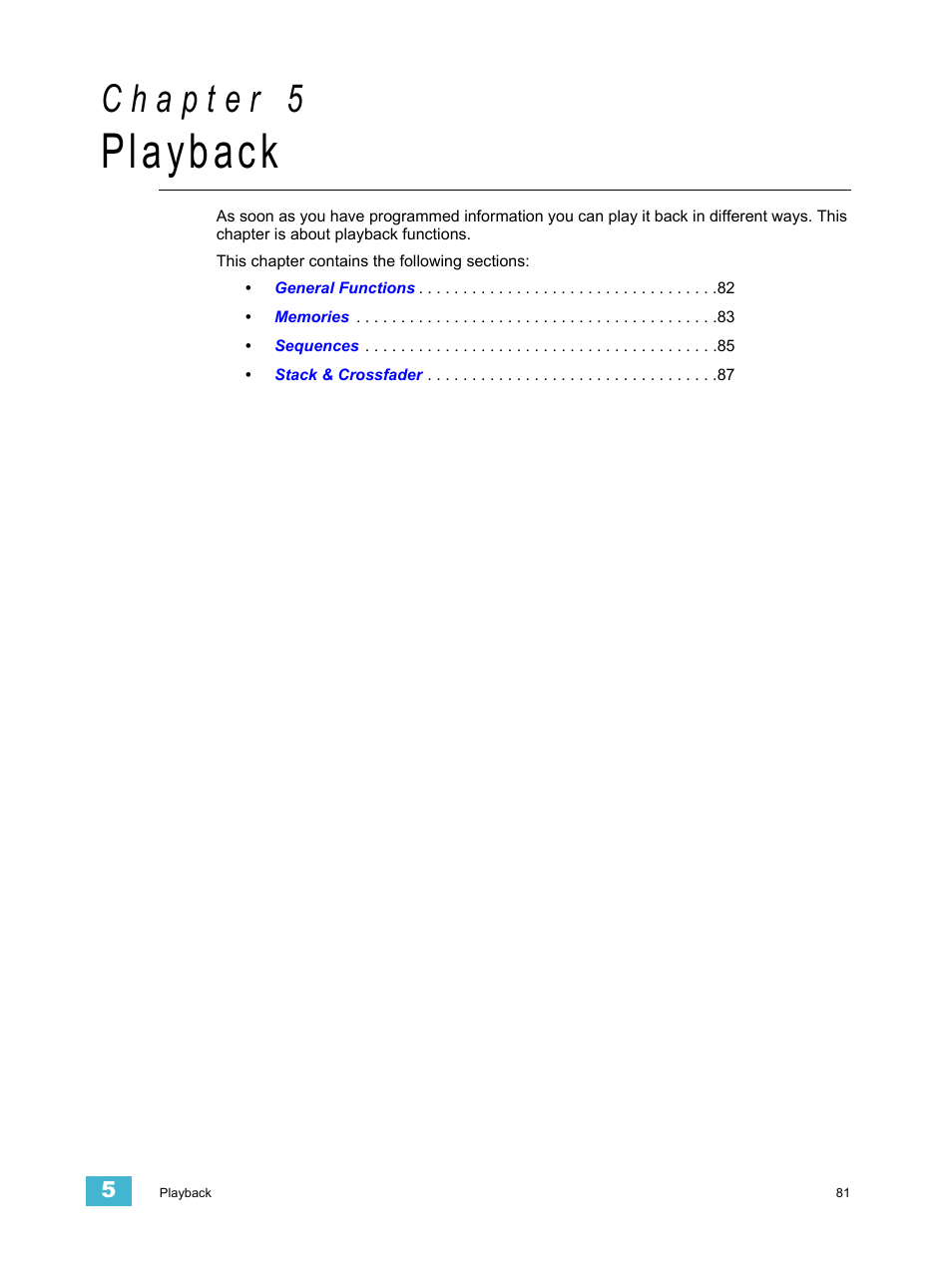 Playback, C h a p t e r 5 | ETC SmartFade ML v3.0.1 User Manual | Page 89 / 104