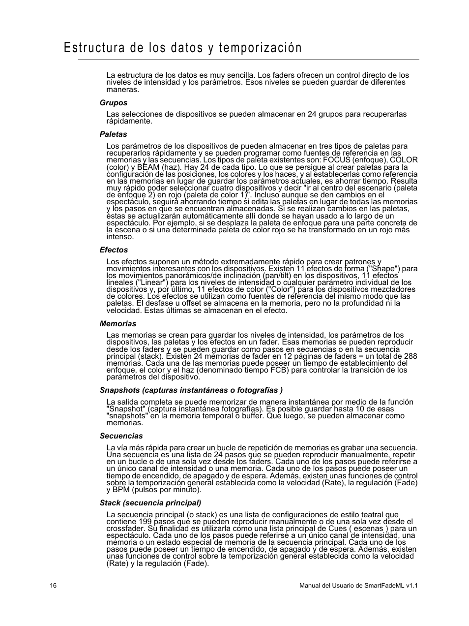 Estructura de los datos y temporización | ETC SmartFade ML v1.1.0 User Manual | Page 22 / 92