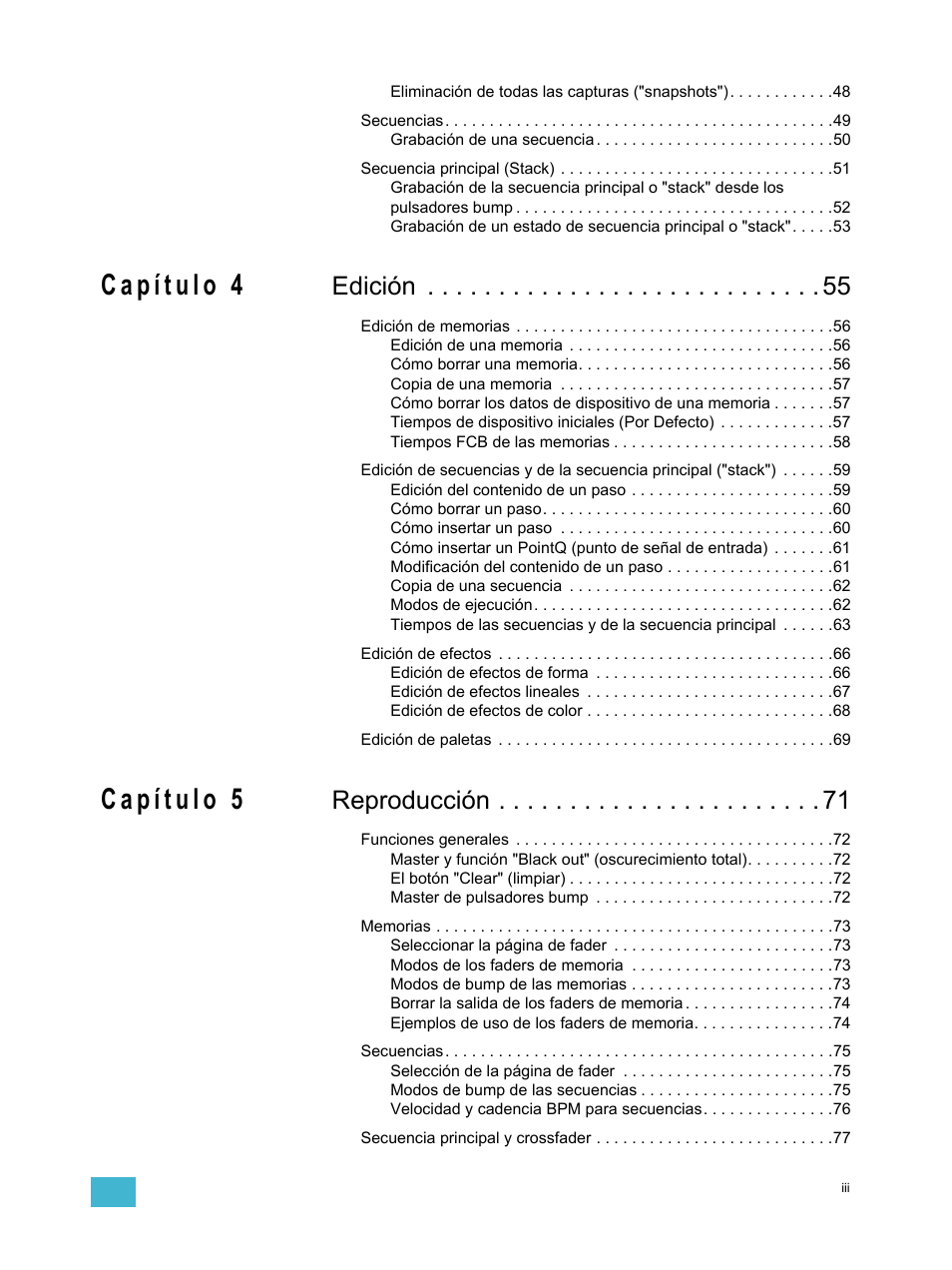 Edición, Reproducción | ETC SmartFade ML v1.1.0 User Manual | Page 5 / 92